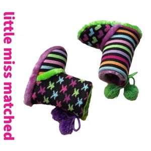 Slipper Sweater Boots Y2K  - Rainbow Stripes Stars & Hearts - Little Miss…